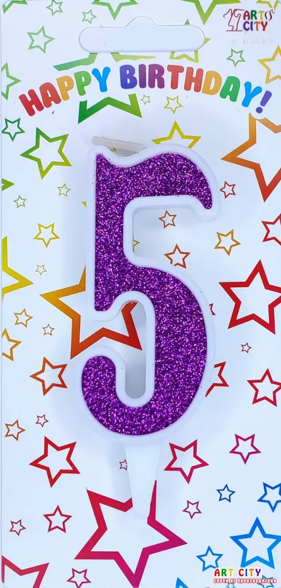 Свічка біла фіолетовий блиск 5