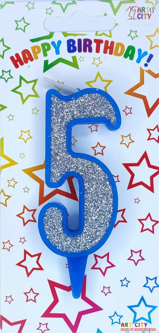 Свічка синє срібло 5